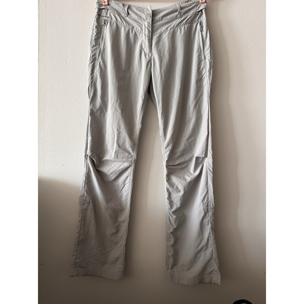 Quechua Hiking Pants Gray Women's Size 28-29 Zip Pockets Outdoor Lightweight